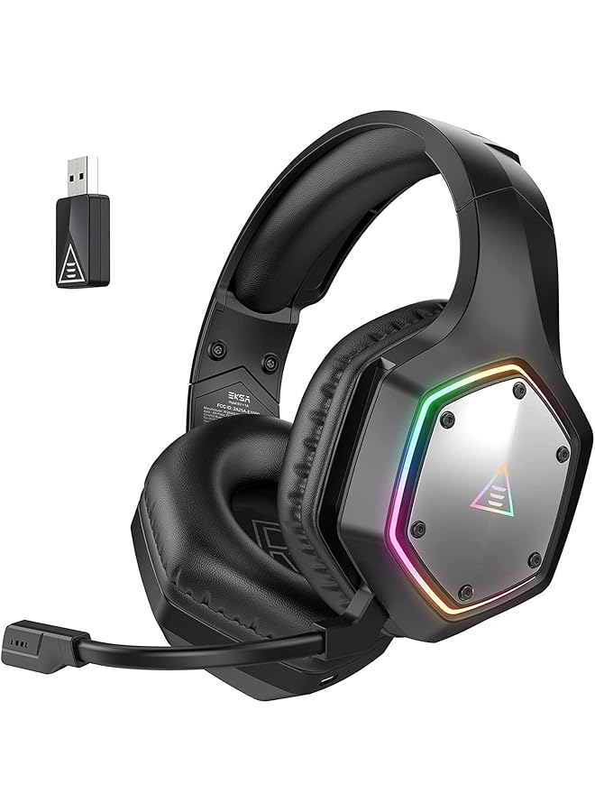 إكسا سماعة ألعاب لاسلكية 2.4 جيجاهرتز USB سماعات ألعاب مع ميكروفون للكمبيوتر الشخصي PS5 PS4 Nintendo Switch صوت محيطي 7.1 سماعة ألعاب إضاءة RGB تصميم مريح 3.5 مم سلكية لسلسلة Xbox - Image 1