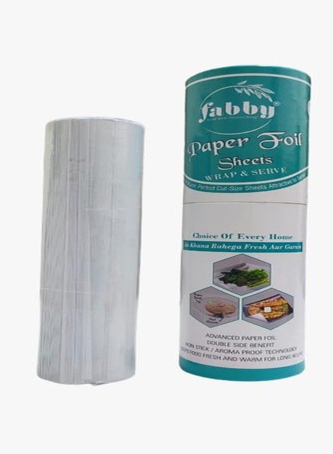 Fabby Paper FOIL | Ready to use Perfect Cut Size | Breathable & Plastic Free | Wrap Roti, Parantha, Sandwich, Rolls, Burgers Perfect for Packing Food Paper 100 Sheets (Pack of 1) - Image 1