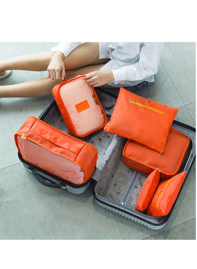 6 Pcs Travel Luggage Bags Set Home Storage Case Set Multi-functional Clothing Sorting Packages Travelling Packing Organizor  Pouches orange  - Image 5
