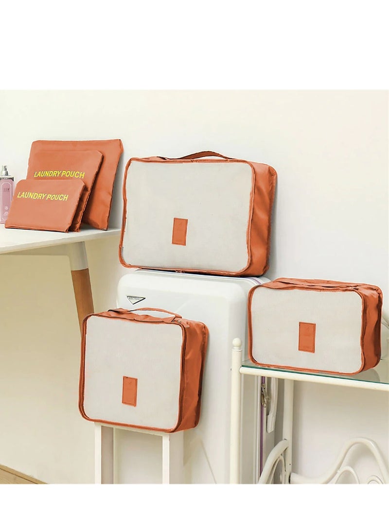 6 Pcs Travel Luggage Bags Set Home Storage Case Set Multi-functional Clothing Sorting Packages Travelling Packing Organizor  Pouches orange  - Image 4