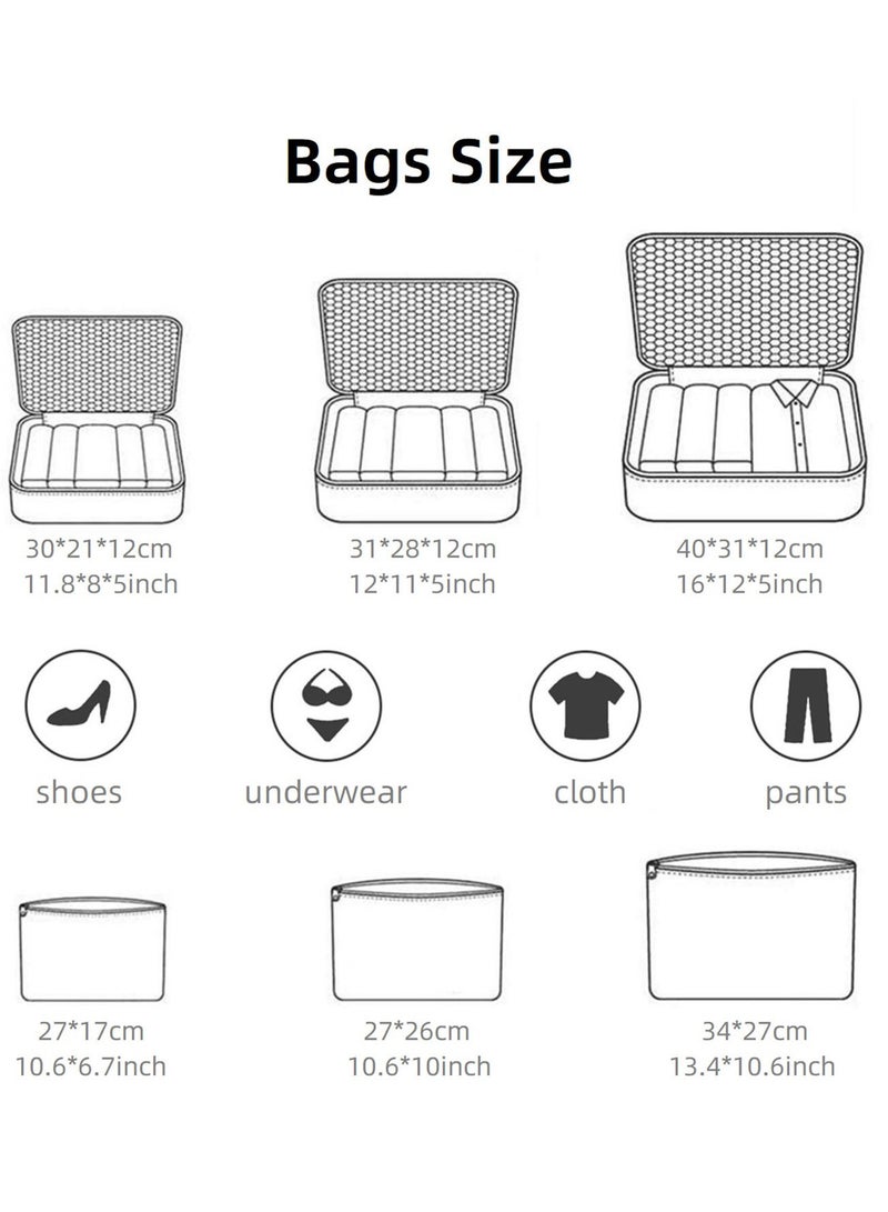 6 Pcs Travel Luggage Bags Set Home Storage Case Set Multi-functional Clothing Sorting Packages Travelling Packing Organizor  Pouches orange  - Image 2