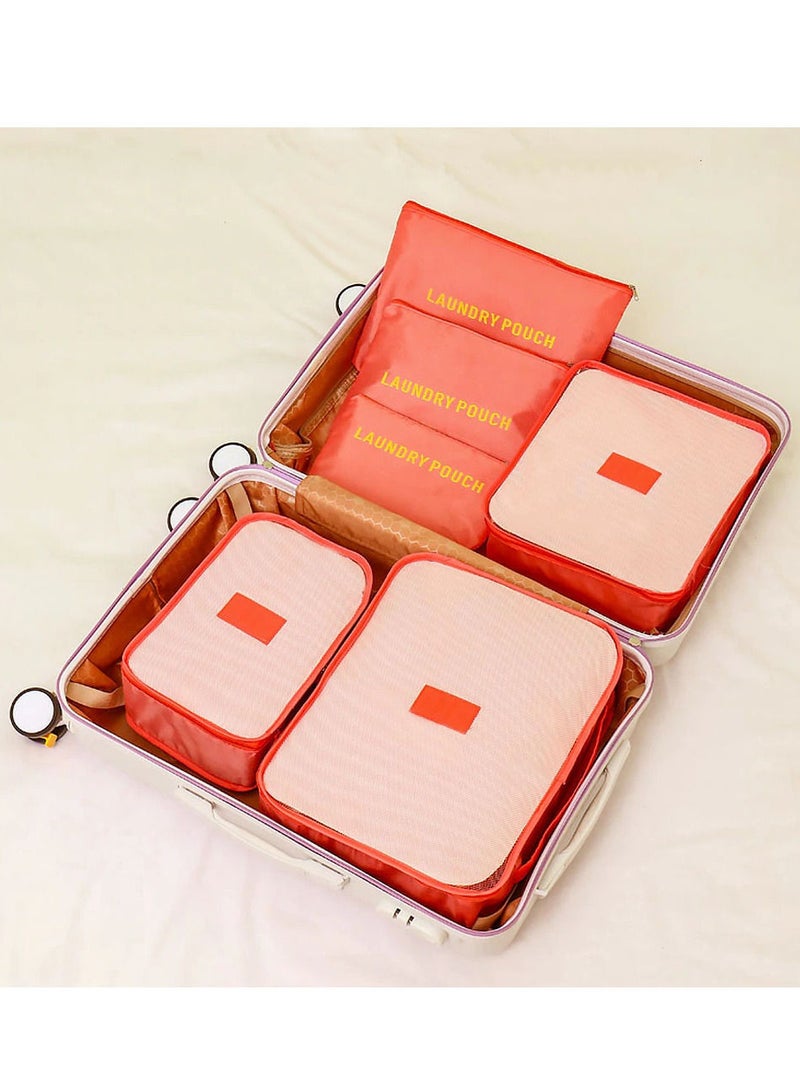 6 Pcs Travel Luggage Bags Set Home Storage Case Set Multi-functional Clothing Sorting Packages Travelling Packing Organizor  Pouches orange  - Image 3