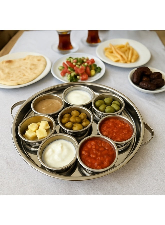 دانيا صينية فطور ستانلس ستيل 8 قطع – غطاء ذهبي منقوش | أناقة الضيافة تبدأ من هنا - Image 2