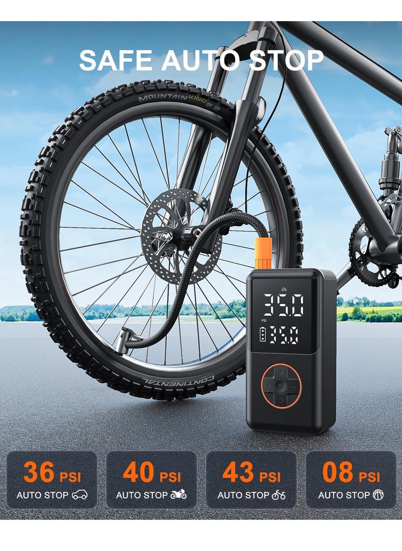 Generic Tire Inflator Portable Air Compressor, 150 PSI Cordless Mini Bike Tire Pump, Air Pump for Car Motorcycle Bicycle Tires, Balls, with Pressure Gauge, LED Light  - Image 4