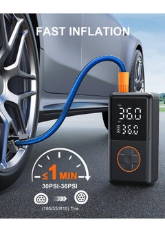 Generic Tire Inflator Portable Air Compressor, 150 PSI Cordless Mini Bike Tire Pump, Air Pump for Car Motorcycle Bicycle Tires, Balls, with Pressure Gauge, LED Light  - Image 2