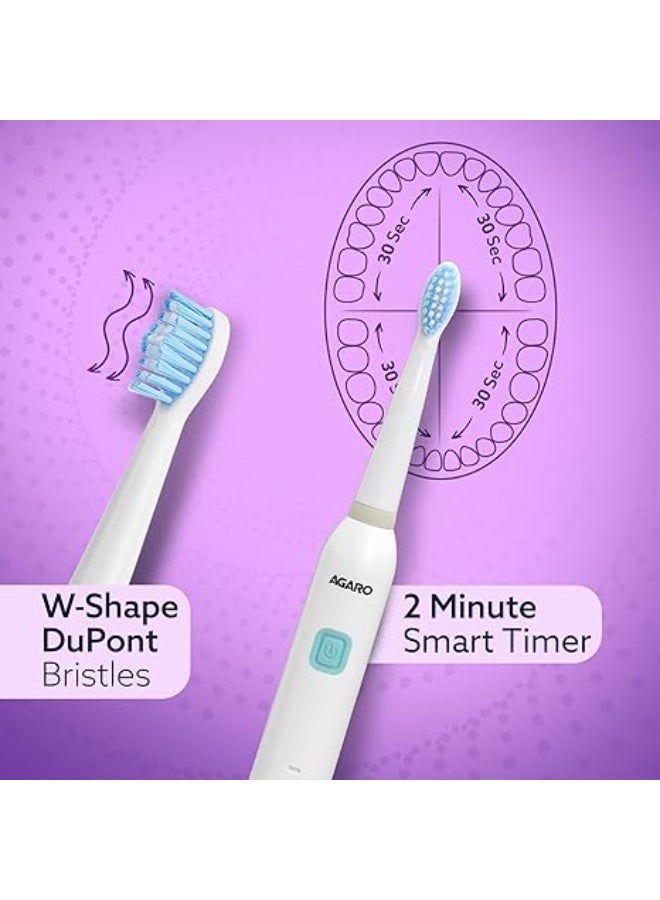 AGARO COSMIC Lite Sonic Electric Toothbrush for Adults with 6 Modes, 3 Brush Heads, 1 Interdental Head and Rechargeable with 3.5 Hours Charge Lasting up to 25 Days, Power Toothbrush - Image 5