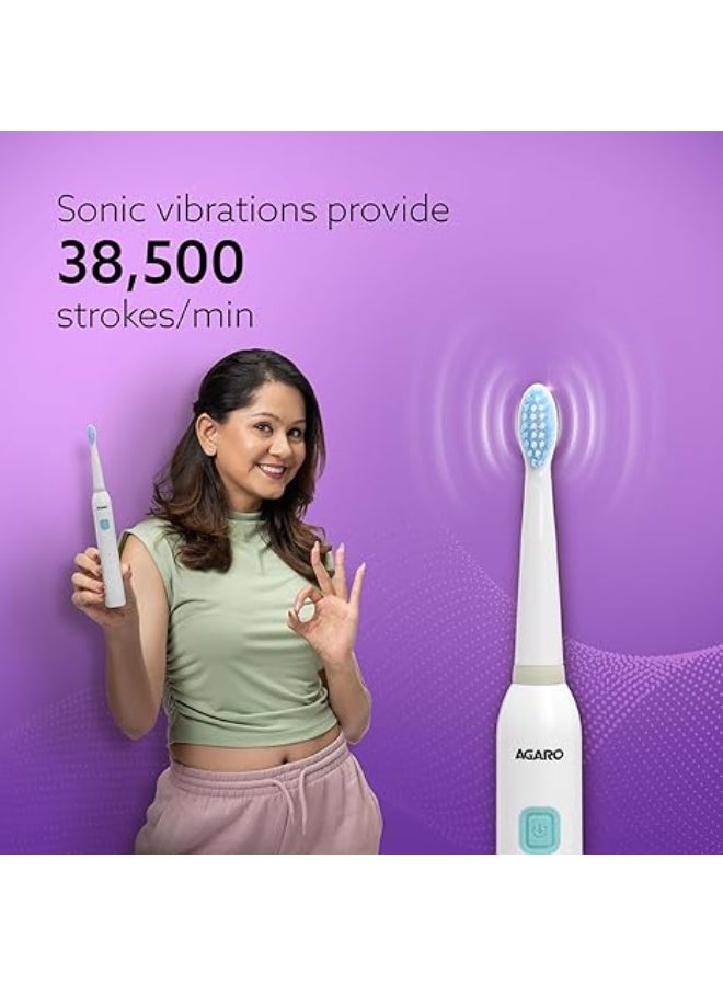 AGARO COSMIC Lite Sonic Electric Toothbrush for Adults with 6 Modes, 3 Brush Heads, 1 Interdental Head and Rechargeable with 3.5 Hours Charge Lasting up to 25 Days, Power Toothbrush - Image 2