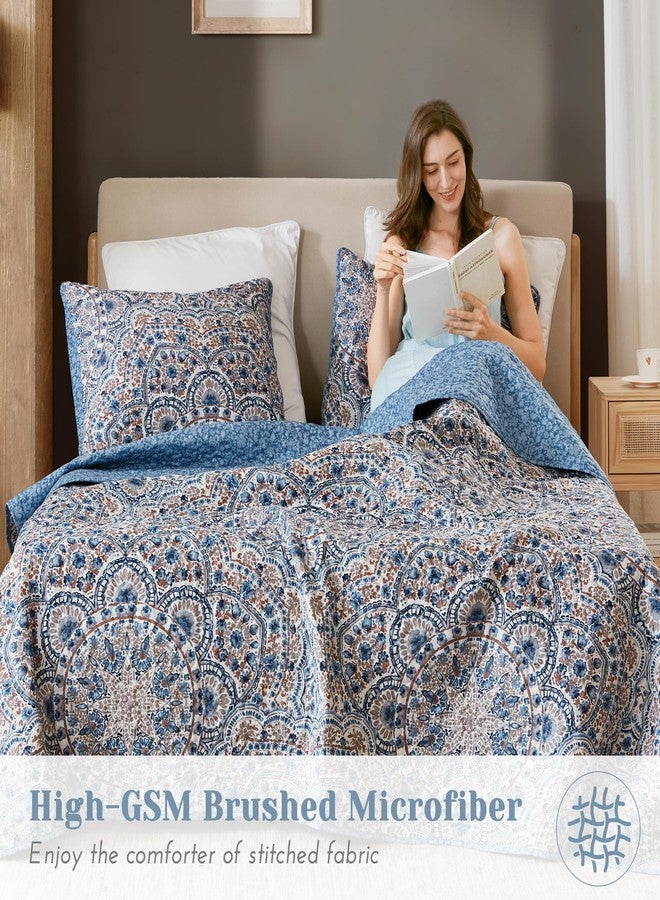 كومفورت سبيسيس طقم لحاف فاليري بوهو من كومفورت سبيسز، مقاس كامل/كوين، أزرق - طقم سرير خفيف الوزن قابل للعكس، مزين بنقشة ألوان مائية، لحاف مريح مناسب لجميع الفصول، مثالي لغرفة الضيوف، أو السكن الجامعي، أو سرير المراهقين أو البالغين - Image 4