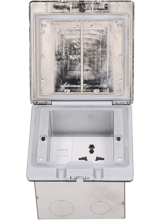 promass Recessed Socket, Waterproof Concealed Power Socket Electrical Floor Box, Wall Plate Recessed Socket Floor Recessed Outlet with Receptacle, for Shop, AC250V - Image 1