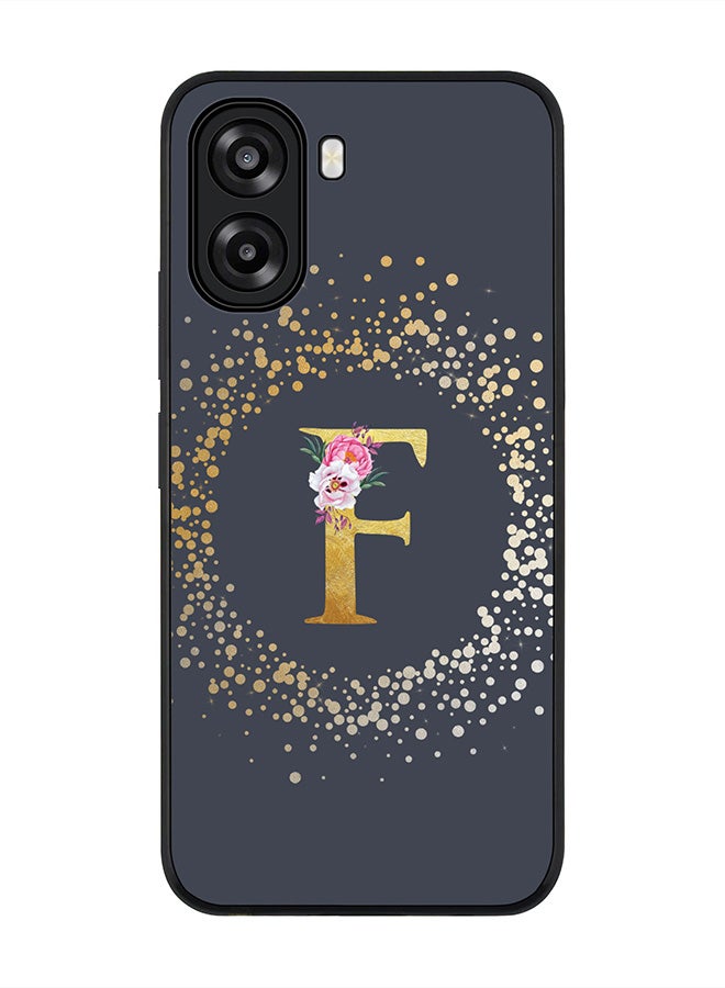 Stylizedd For Oppo A6x 5G / A6x 4G Case,Slim fit Camera Protection, Shockproof Thin Phone cover  - Custom Monogram Floral - F  (Grey ) - Image 1