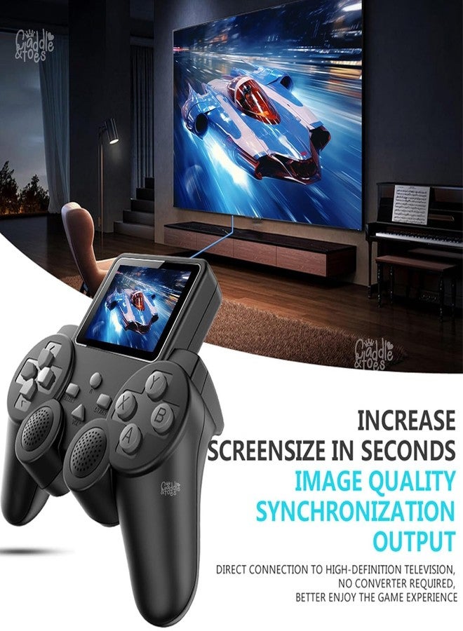 CADDLE & TOES Handheld Gaming Console for Kids & Adults | 520 Classic Built-in Games | Retro Video Game Player | Portable, Rechargeable, TV Output | Toy & Gift for Boys Girls Ages 6-14 | Mini Game Box (Black) - Image 4