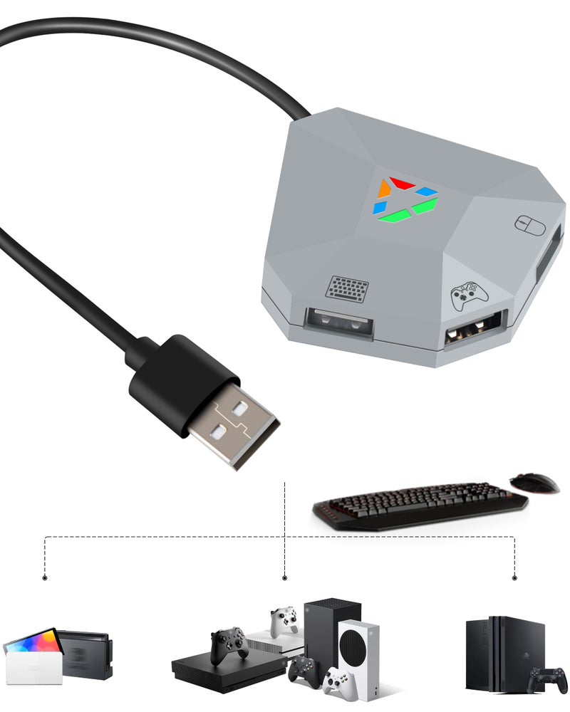 Joso Keyboard and Mouse Adapter for Nintendo Switch, Xbox One, Xbox Series X|S, PS4, PS3 – Console Converter for FPS Games, Adjustable Mouse Sensitivity, Plug & Play - Image 1