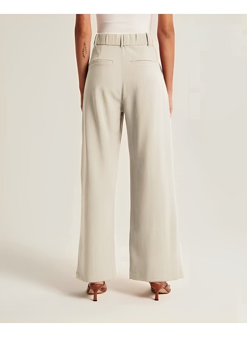 ريوكل بنطلون نسائي واسع الساق بخصر مرتفع للعمل غير الرسمي صيفي بنطلون عمل طويل Palazzo مع جيوب - Image 2