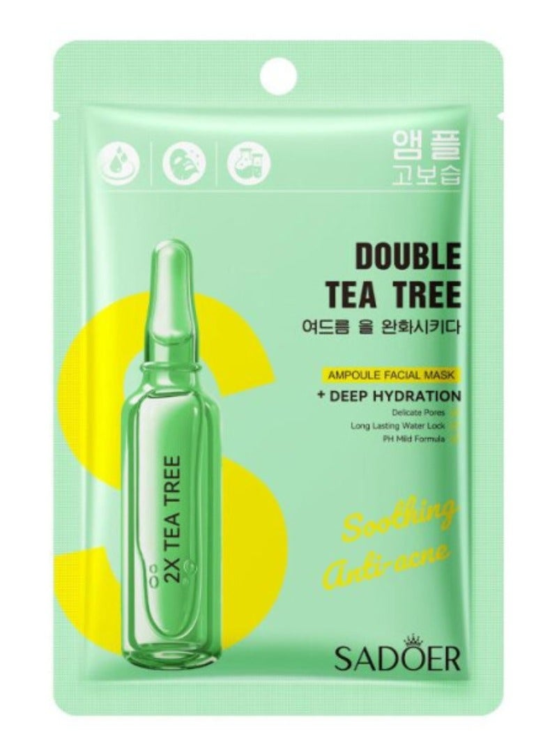 SADOER 10Pcs Double Tree Tree Ampoule Facial Mask for Deep Hydration Moisturizing Soothing Facial Sheet Mask Nourishing Beauty Spa Mask for All Skin Types Collagen Skincare Face Masks for Women and Men - Image 2