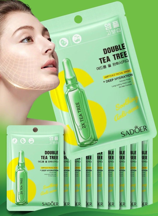 SADOER 10Pcs Double Tree Tree Ampoule Facial Mask for Deep Hydration Moisturizing Soothing Facial Sheet Mask Nourishing Beauty Spa Mask for All Skin Types Collagen Skincare Face Masks for Women and Men - Image 1