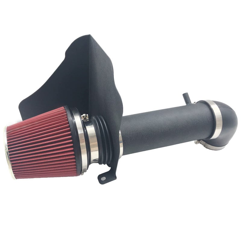 4Inch Cold Air Intake Kit with Heat Shield Filter Compatible for Dodge Magnum 20052008 Charger 20062010 Challenger 20082010 Chrysler 300 20052010 57L 61L V8 Black Tube Red Filter