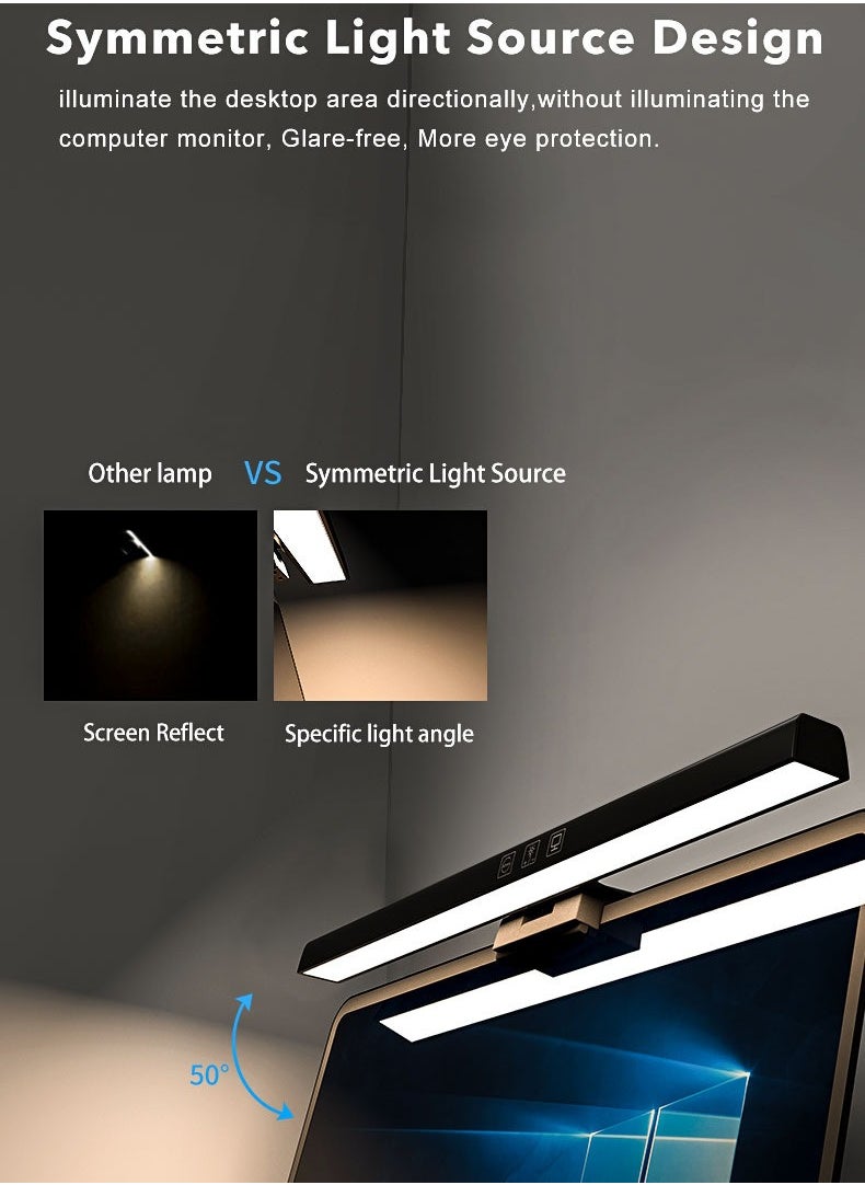 REACLOUD E-Reading Mопitоr Laptop Screen Aluminium Light Bar LED Desktop Table Lamp Eye Protection Reading Lamp LED Light Dimmable USB Desk Lamps  - Image 4