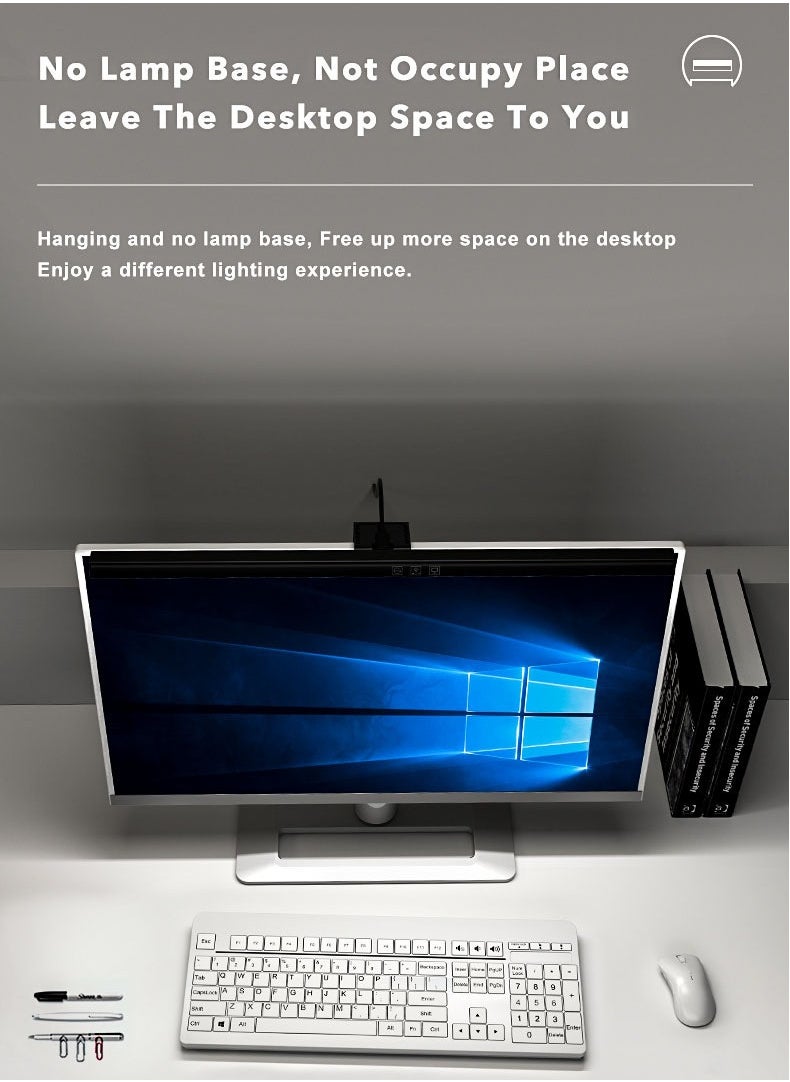 REACLOUD E-Reading Mопitоr Laptop Screen Aluminium Light Bar LED Desktop Table Lamp Eye Protection Reading Lamp LED Light Dimmable USB Desk Lamps  - Image 3
