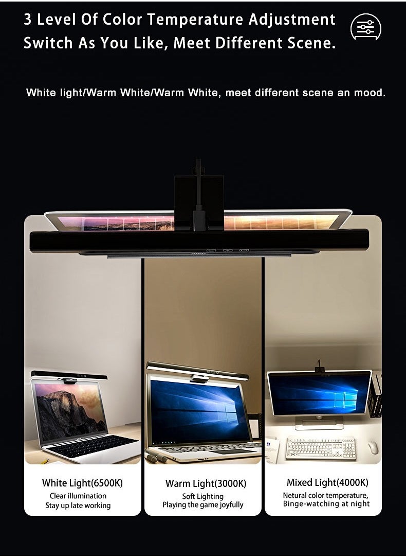 REACLOUD E-Reading Mопitоr Laptop Screen Aluminium Light Bar LED Desktop Table Lamp Eye Protection Reading Lamp LED Light Dimmable USB Desk Lamps  - Image 5