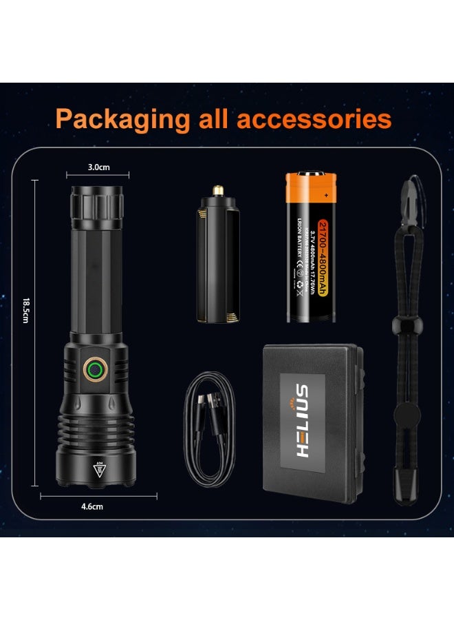 Zoomable Type-C Rechargeable Bright LED Flashlight