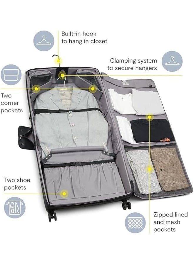 DELSEY Garment Travel Bag with Wheels and Telescopic Handle – Rolling Suit Carrier for Suits, Dresses, Formal Wear & Business Travel – Spacious Foldable Luggage Bag - Image 4