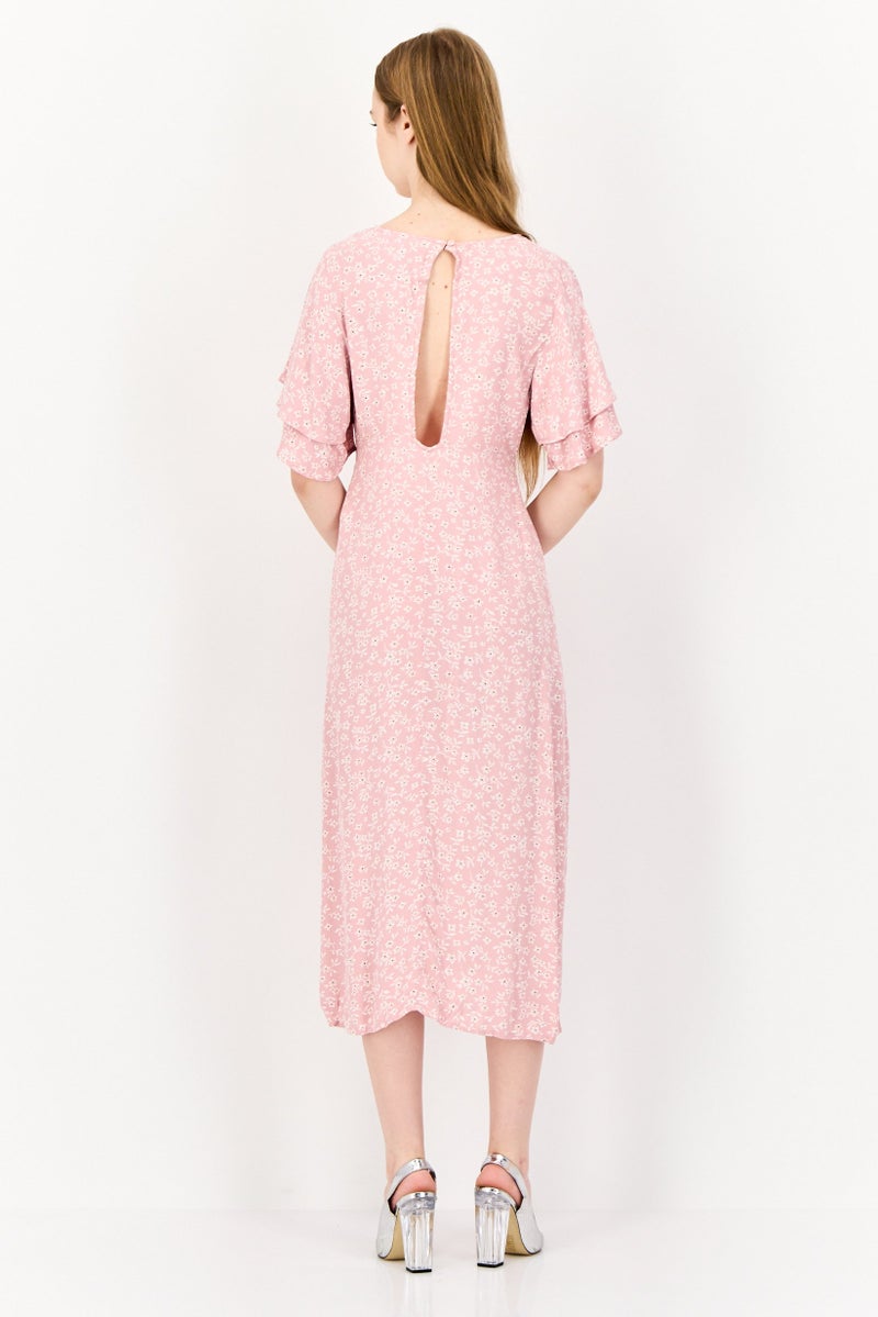 ONLY Women Floral Printed Midi Dress, Light Pink - Image 4