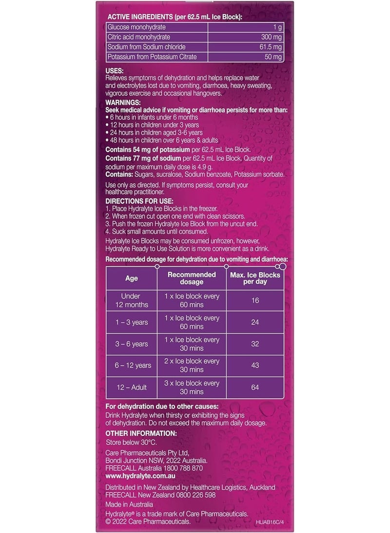 Hydralyte Apple Blackcurrant Flavoured 16 Ice Blocks - Image 4