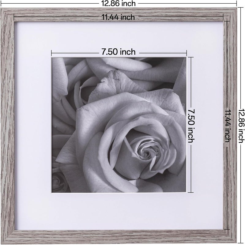 eletecpro 12x12 Picture Frames Set of 9 with Mat for 8x8 Photos or without Mat for 12x12, Square Gallery Wall Decor Collage for Picture Display, Grey Frame Set for Wall Hanging - Image 3