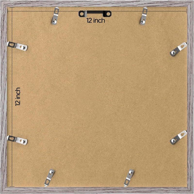 eletecpro 12x12 Picture Frames Set of 9 with Mat for 8x8 Photos or without Mat for 12x12, Square Gallery Wall Decor Collage for Picture Display, Grey Frame Set for Wall Hanging - Image 4