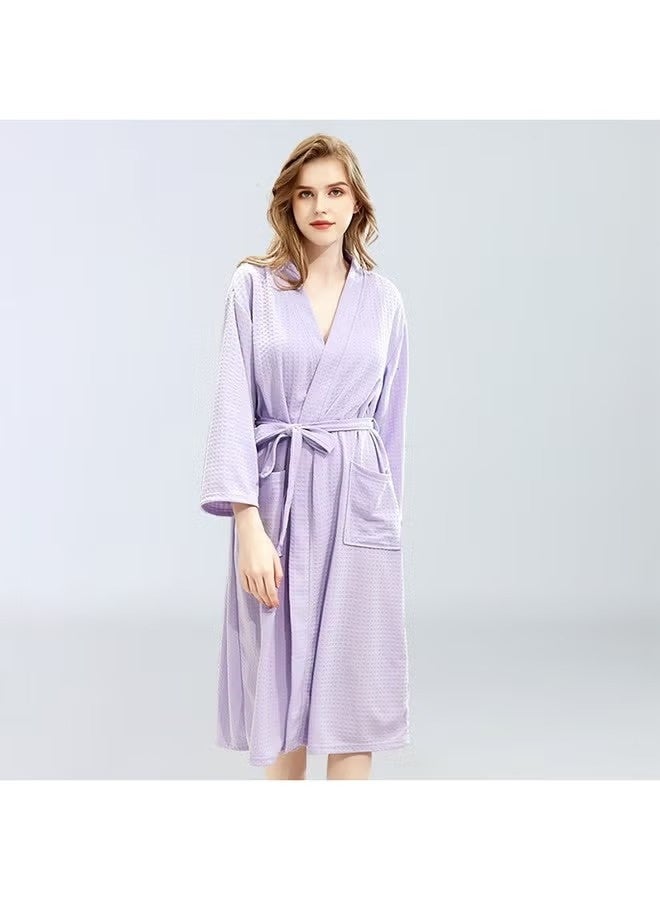 HOMESTAR Premium Waffle Weave Kimono Bathrobe for Adults, Soft Shine Pockets, Spa Bath Robe, Unisex for After Shower or Swimming, Purple - Image 4