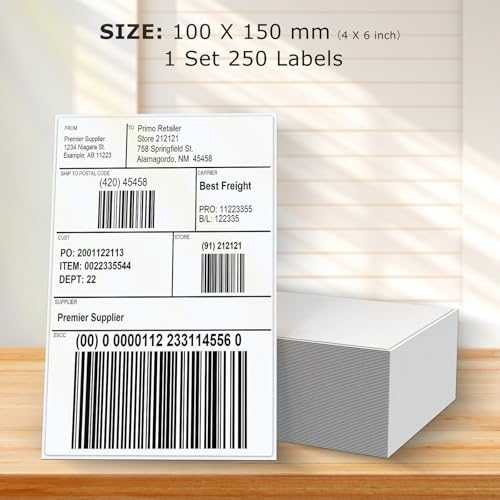FINDAT Thermal Shipping Labels 4x 6 Fanfold Green Vinyl Stickers SelfAdhesive Perforated Line Waterproof Direct Printing Label Paper for UPS Address Mailing Package 250 PCS - Image 3