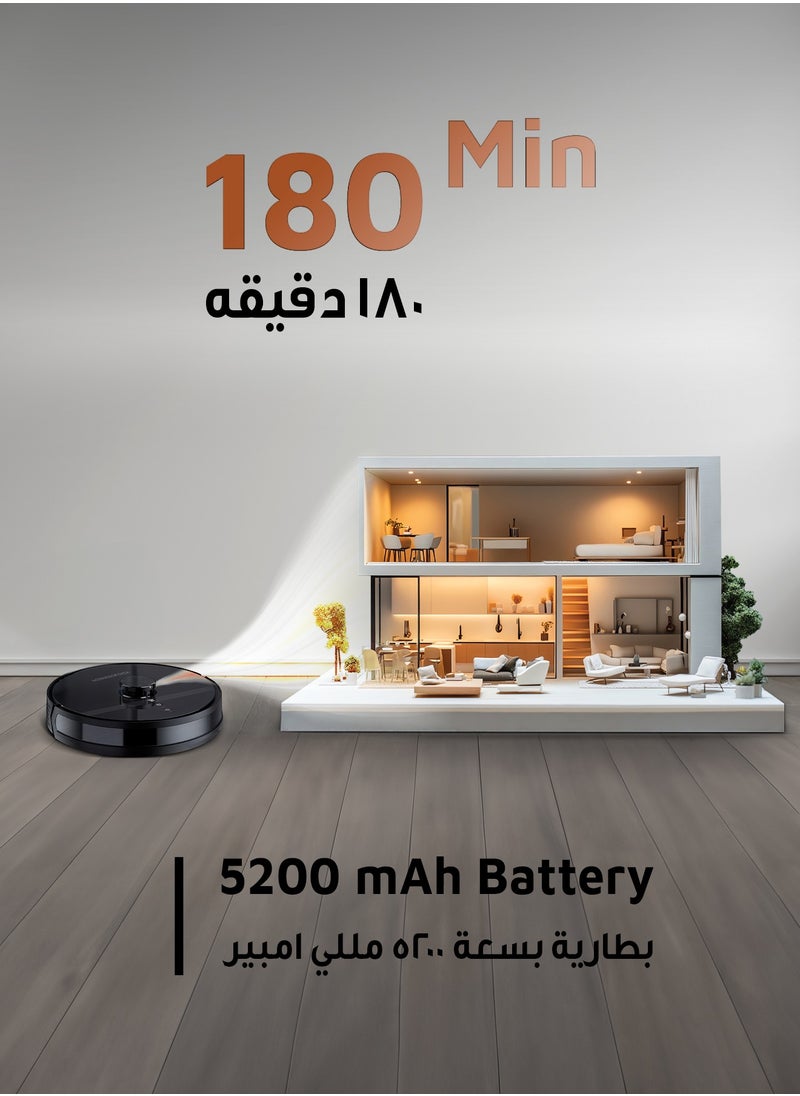 Powerology - Smart Station Robot Vacuum & Mop / Automatic Dust Disposal / Powerful Motor & Suction / Smart Navigation / Efficient Cleaning Routes - Black - Image 1