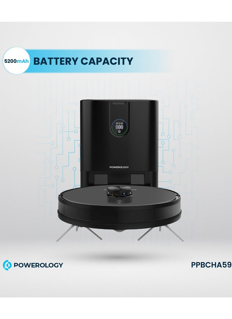 Powerology - Smart Station Robot Vacuum & Mop / Automatic Dust Disposal / Powerful Motor & Suction / Smart Navigation / Efficient Cleaning Routes - Black - Image 1