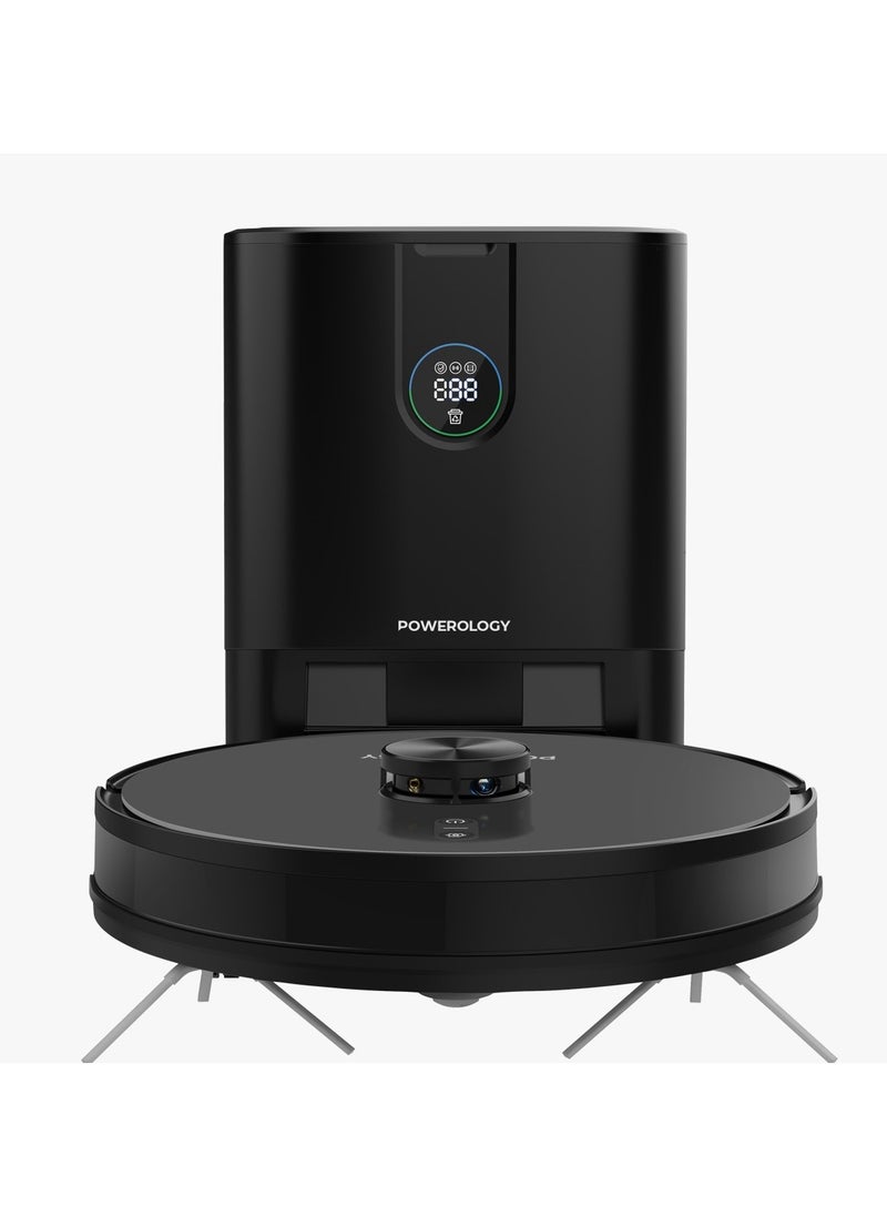 Powerology - Smart Station Robot Vacuum & Mop / Automatic Dust Disposal / Powerful Motor & Suction / Smart Navigation / Efficient Cleaning Routes - Black - Image 1