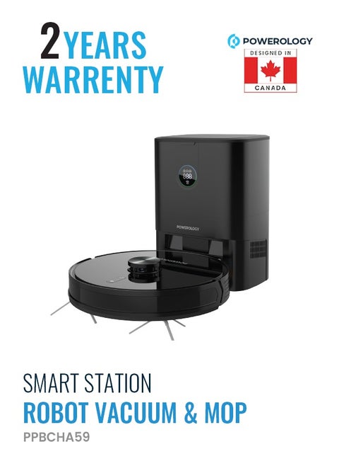 Smart Station Robot Vacuum & Mop / Automatic Dust Disposal / Powerful Motor & Suction / Smart Navigation / Efficient Cleaning Routes - Black