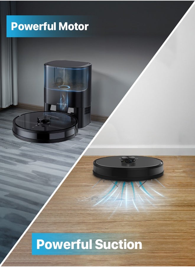 Powerology - Smart Station Robot Vacuum & Mop / Automatic Dust Disposal / Powerful Motor & Suction / Smart Navigation / Efficient Cleaning Routes - Black - Image 1