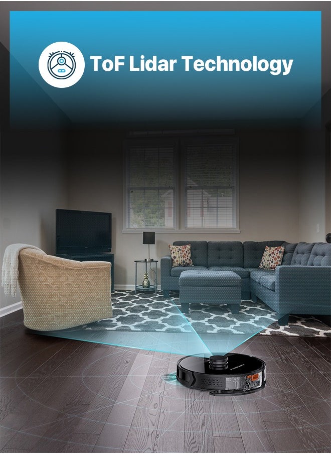 Powerology - Smart Station Robot Vacuum & Mop / Automatic Dust Disposal / Powerful Motor & Suction / Smart Navigation / Efficient Cleaning Routes - Black - Image 1