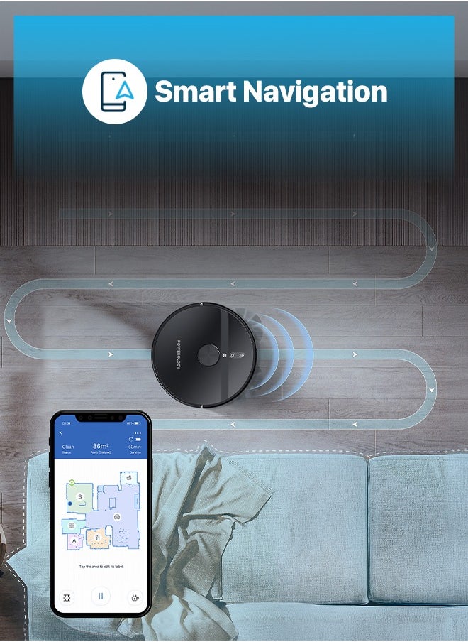 Powerology - Smart Station Robot Vacuum & Mop / Automatic Dust Disposal / Powerful Motor & Suction / Smart Navigation / Efficient Cleaning Routes - Black - Image 1