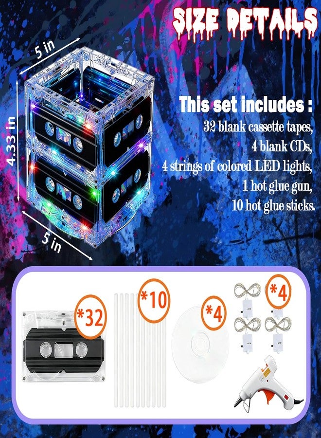 Quaocens 4 Sets 80s Table Decorations 90s Cassette Tape Bucket Centerpiece Neon Light Party Decorations Cassette Tape Music Party Birthday Party Decorations Retro Hip Hop Theme for 1980s 1990s - Image 2