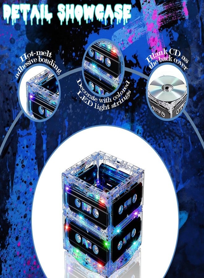 Quaocens 4 Sets 80s Table Decorations 90s Cassette Tape Bucket Centerpiece Neon Light Party Decorations Cassette Tape Music Party Birthday Party Decorations Retro Hip Hop Theme for 1980s 1990s - Image 3