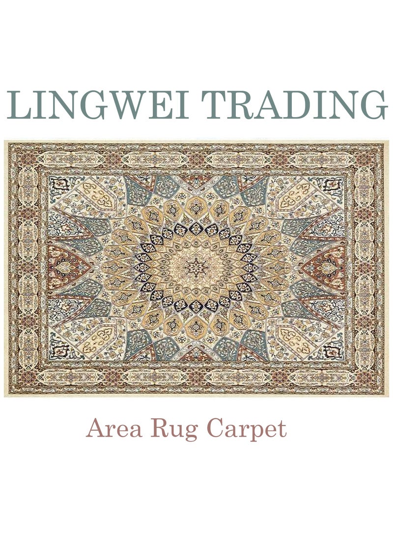 LINGWEI Large Area Rug 200x300cm Washable Non-Slip Carpet Soft Modern & Vintage Design Home Décor Rug - Image 3