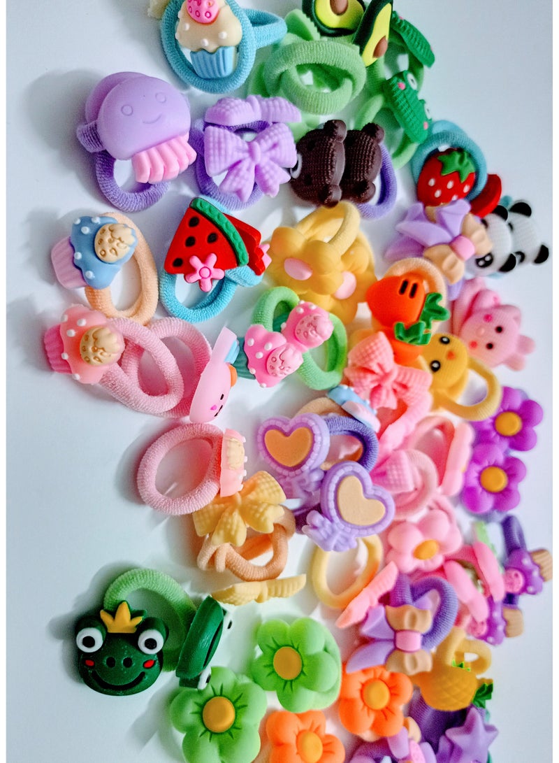 30pcs Girls Cute Cartoon Small Hair Bands Animals Bowknot Flowers Hair Ties Ideal choice for Gifts - Image 1