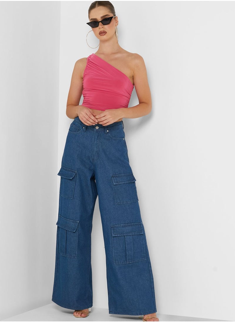 LASULA - One Shoulder Crop Top - Image 1