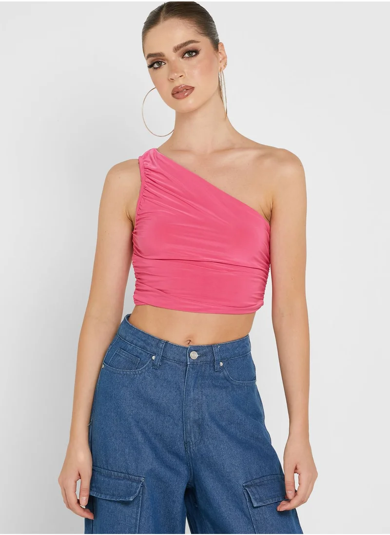 LASULA One Shoulder Crop Top