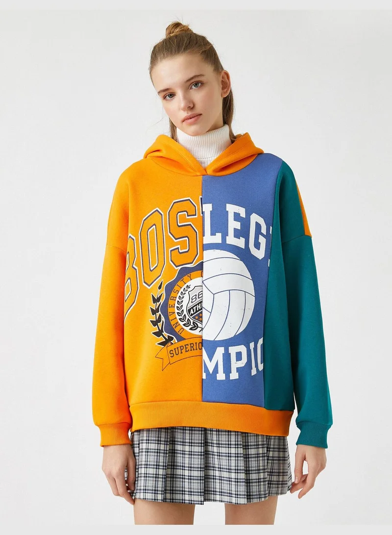 KOTON Hoodie Printed Sweatshirt