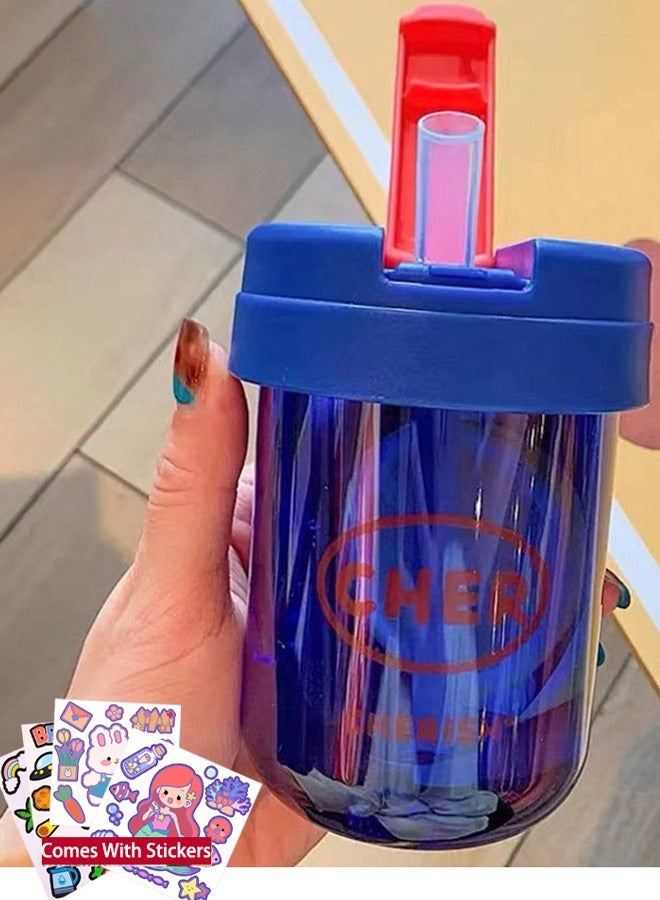 VUCATIN Kids Water Bottle Durable Plastic Water Bottle with Straw Leakproof Toddler Water Bottle Boys Girls Cute Water Cup for School Travel Outdoor Sports 300ml Comes with 4 Cute Stickers - Image 1