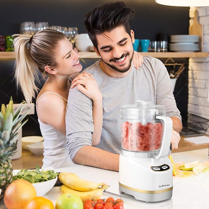 La Reveuse 2 Cup Mini Food Processor, Electric Chopper Small, White | for Mincing, Chopping, Grinding, Blending, Puree, 2 Pulse Speeds, Dishwasher Safe, (1) Spatula Included, 200 Watts, LARB1814W - Image 2