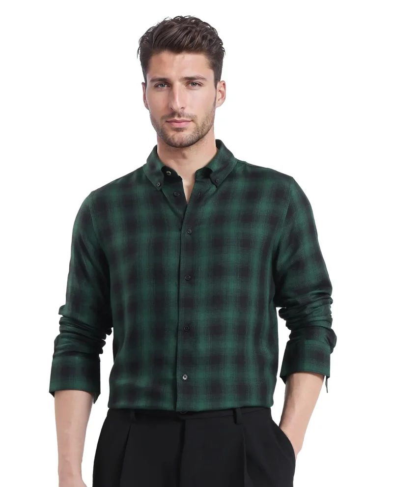Rare Rabbit Men's Button Down Collar Checked Shirt