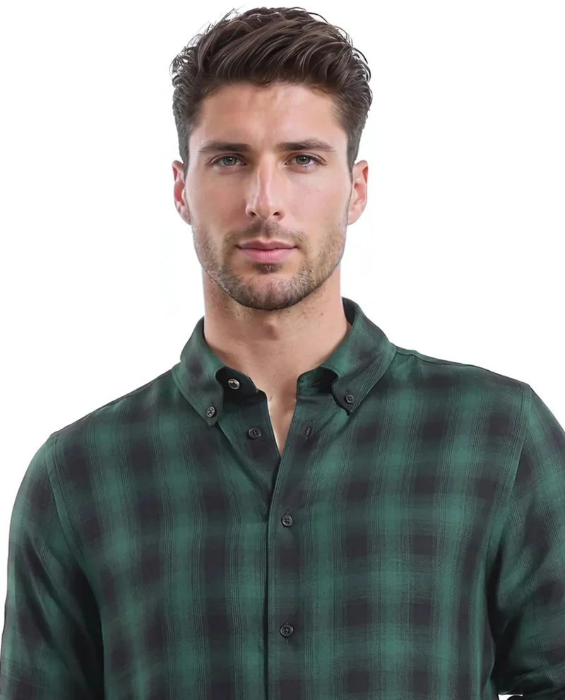Rare Rabbit Men's Button Down Collar Checked Shirt
