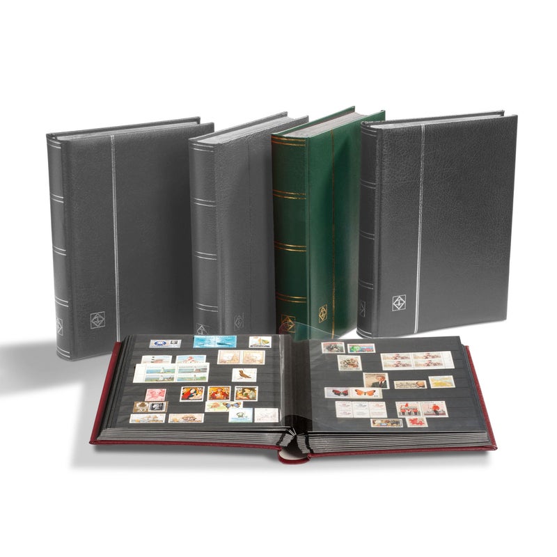 LIGHTHOUSE – “PREMIUM” Bonded Leather Cover Stockbook for Stamps - 64 Black Cardstock A4 Pages with Clear Strips and Double Linen Hinges - Green - Image 4